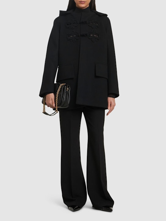 Valentino: Embroidered compact wool short coat - women_1 | Luisa Via Roma