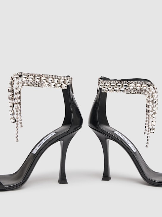 Jimmy Choo: 100mm Verity leather sandals - Black - women_3 | Luisa Via Roma