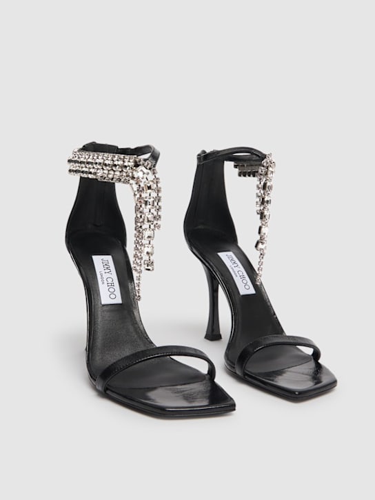 Jimmy Choo: 100mm Verity leather sandals - Black - women_2 | Luisa Via Roma