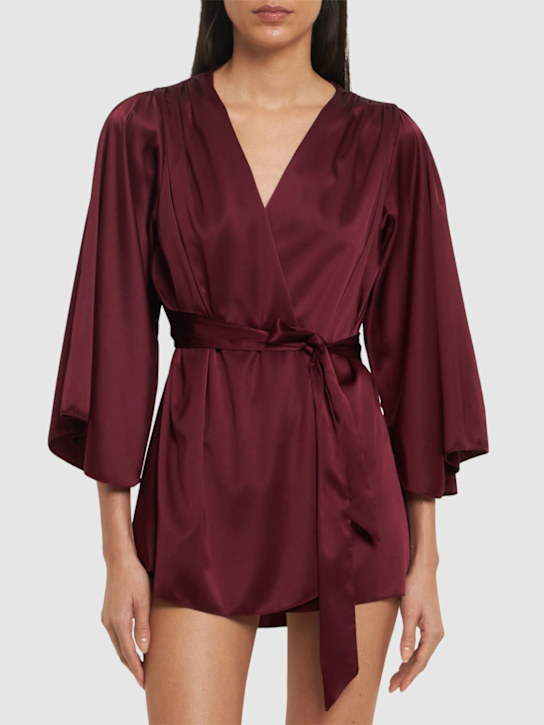 Fleur Du Mal: 天使袖真丝混纺绸缎睡袍 - women_1 | Luisa Via Roma