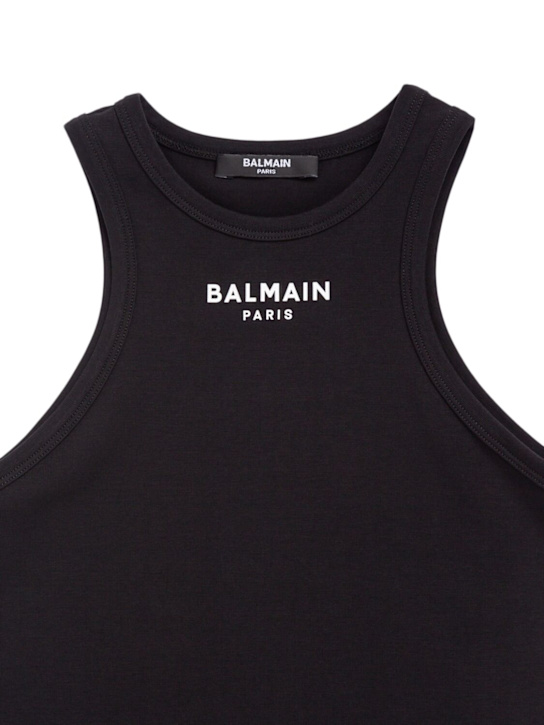 Balmain: Tank top in jersey di cotone - kids-girls_1 | Luisa Via Roma