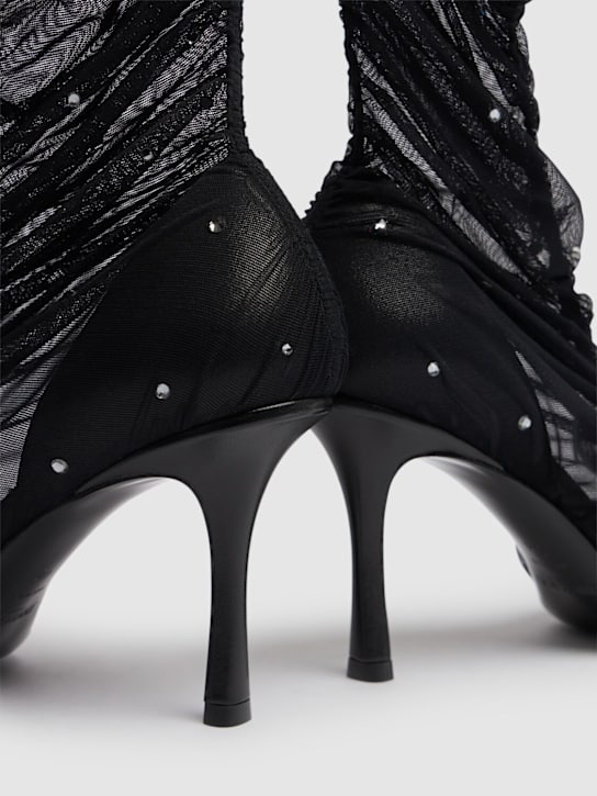 Jimmy Choo: 85mm Lotta mesh & crystal ankle boots - Black/Silver - women_3 | Luisa Via Roma