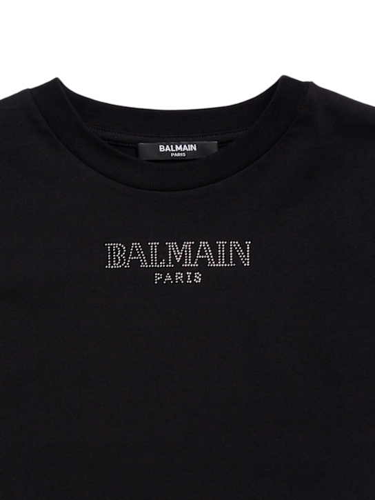 Balmain: コットンジャージーTシャツ - ブラック - kids-girls_1 | Luisa Via Roma
