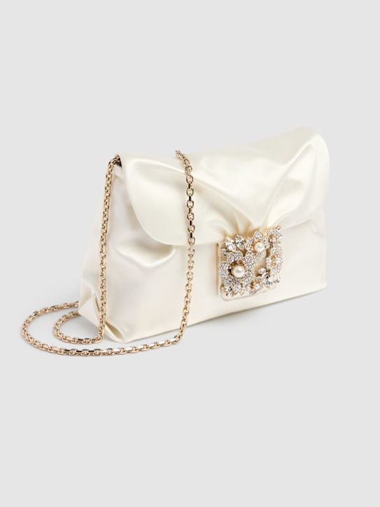 Roger Vivier: RV Bouquet drape satin clutch - Panna - women_3 | Luisa Via Roma