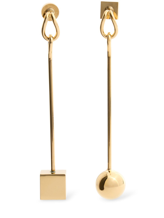 Jacquemus: Les Boucles Nodo drop earrings - Gold - women_0 | Luisa Via Roma