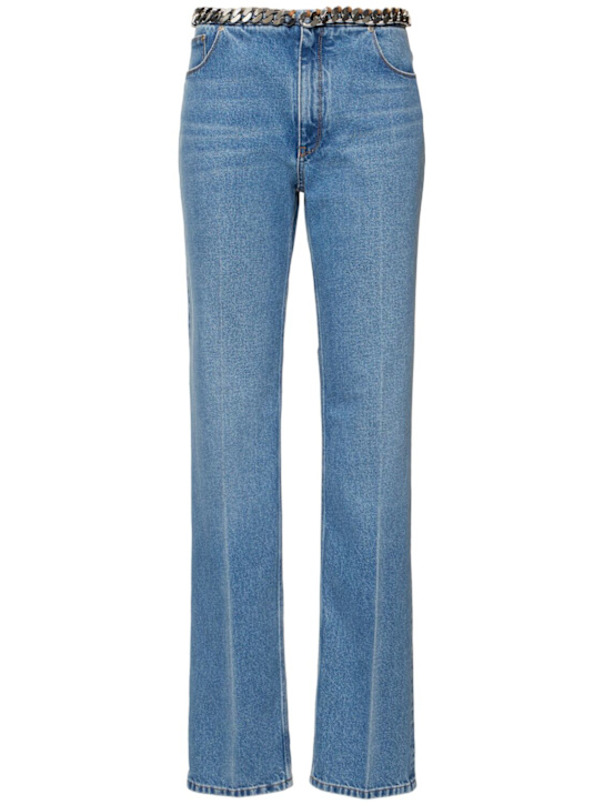 Chain belt denim straight jeans - Thumbnail 1