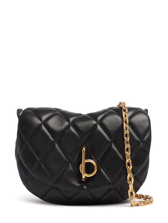 Burberry: Borsa a spalla media Rocking Soft trapuntata - Nero/Oro - women_0 | Luisa Via Roma
