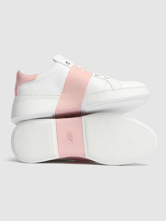 Roger Vivier: 40mm Viv Skate leather sneakers - White/Pink - women_3 | Luisa Via Roma