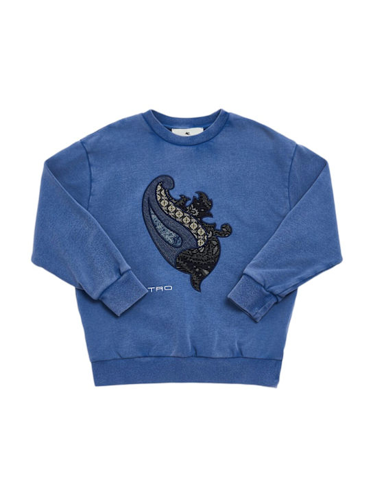 Etro: コットンスウェットシャツ - ブルー - kids-girls_0 | Luisa Via Roma
