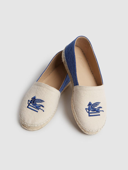 Etro: Cotton canvas espadrilles - White/Blue - kids-boys_1 | Luisa Via Roma