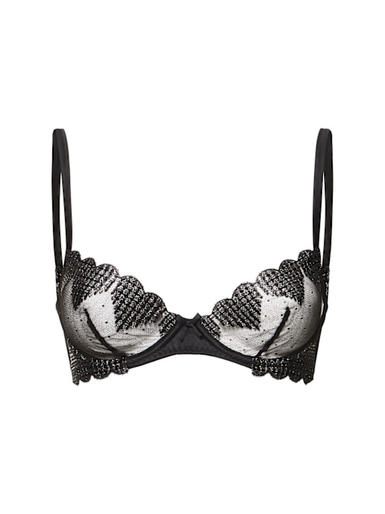 Fleur Du Mal: Heart embroidery demi bra - Black - women_0 | Luisa Via Roma