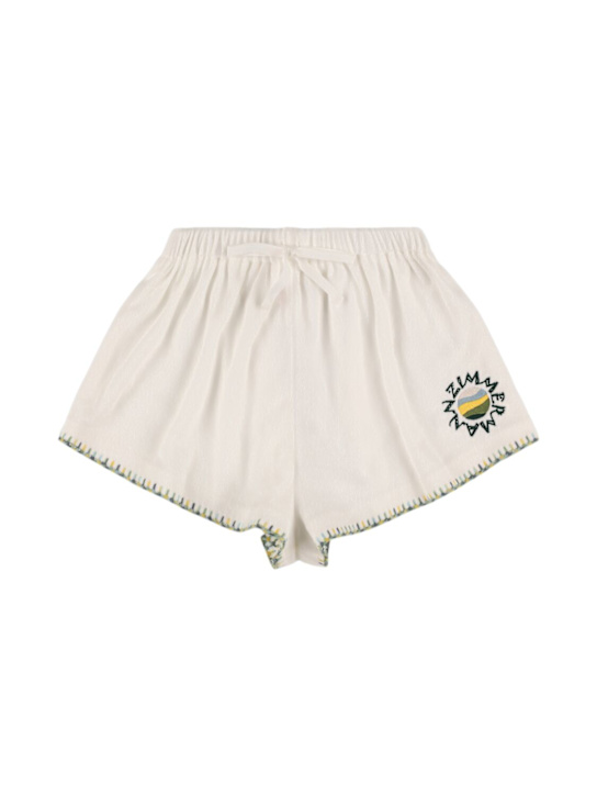 Zimmermann: Shorts in spugna di misto cotone - Avorio - kids-girls_0 | Luisa Via Roma