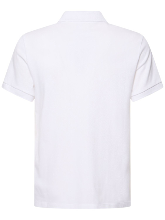 AMI Paris: Logo organic cotton piqué polo - White - men_3 | Luisa Via Roma