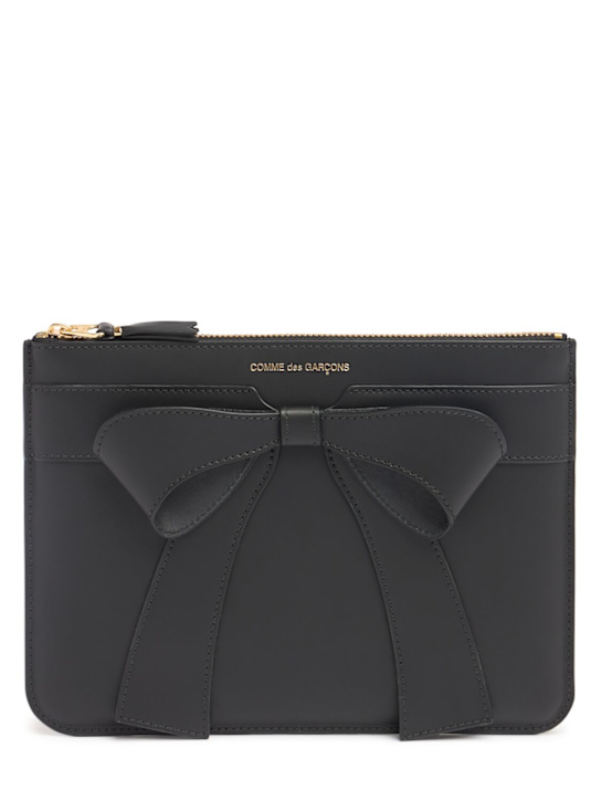 Comme des Garçons Wallet: Big Bow leather zip wallet - women_0 | Luisa Via Roma