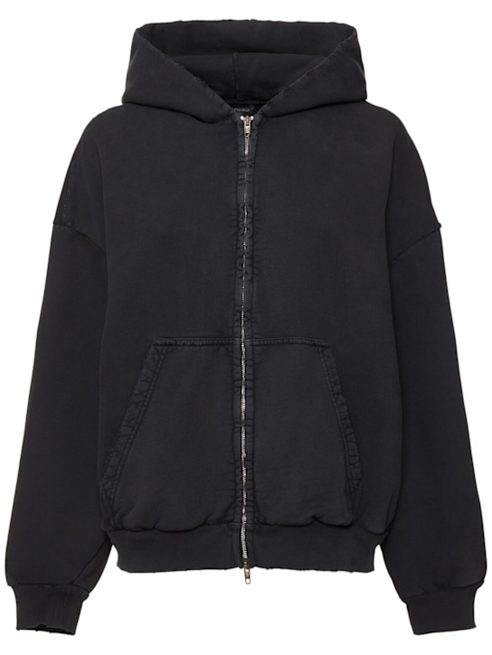 Balenciaga: Cotton zip-up hoodie - Washed Blue - women_0 | Luisa Via Roma