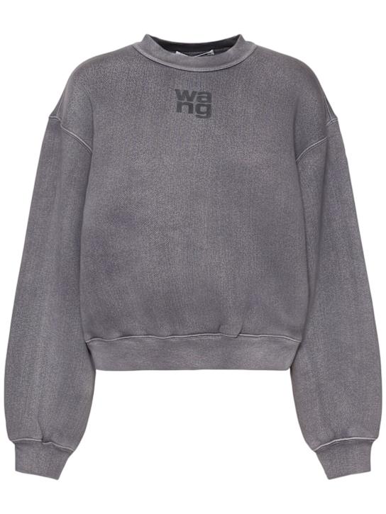 Alexander Wang: Essential terry crew sweatshirt - Grey - women_0 | Luisa Via Roma