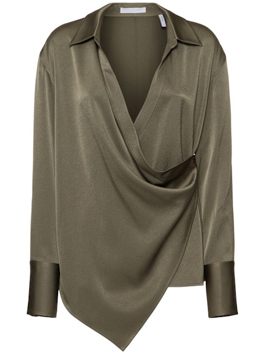 Helmut Lang: Satin wrap shirt - women_0 | Luisa Via Roma