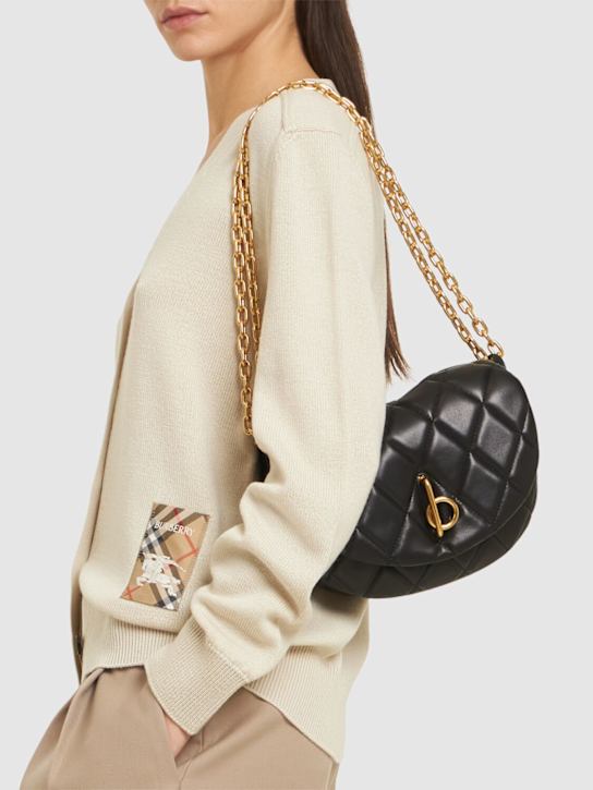 Burberry: Borsa a spalla media Rocking Soft trapuntata - Nero/Oro - women_1 | Luisa Via Roma