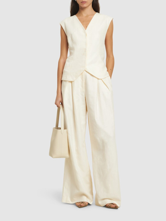 St. Agni: Pantalon en coton et lin Minimal - Ivoire - women_1 | Luisa Via Roma