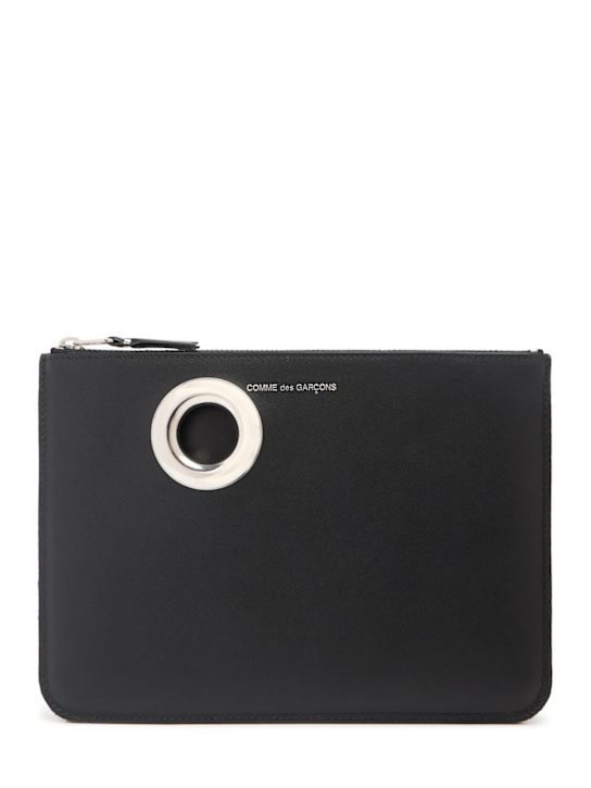 Comme des Garçons Wallet: Silver eyelet pouch - men_0 | Luisa Via Roma