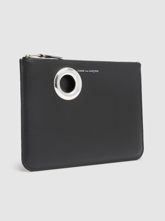 Comme des Garçons Wallet: Silver eyelet pouch - men_1 | Luisa Via Roma