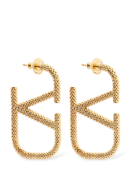 Valentino Garavani: Vlogo Signature grainy drop earrings - women_0 | Luisa Via Roma