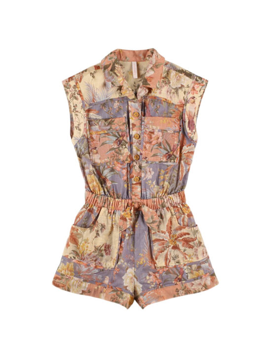 Zimmermann: Printed cotton playsuit - Multicolor - kids-girls_0 | Luisa Via Roma