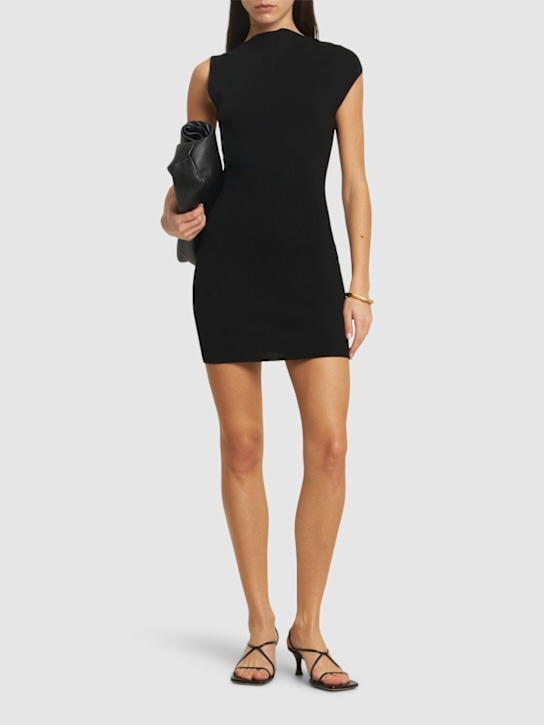 St. Agni: Asymmetric knit mini dress - Black - women_1 | Luisa Via Roma