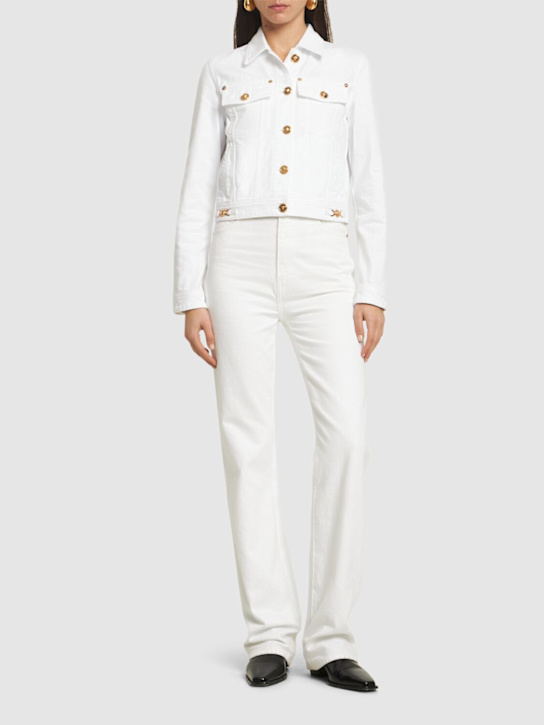 Versace: Washed cotton denim jacket - women_1 | Luisa Via Roma