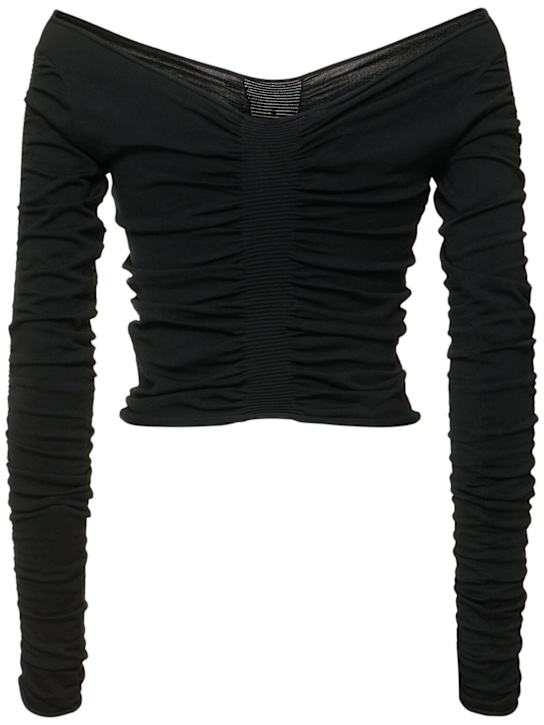 Alexander Wang: V领针织上衣 - 黑色 - women_3 | Luisa Via Roma