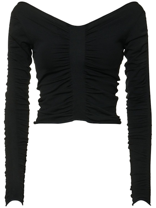 Alexander Wang: V领针织上衣 - 黑色 - women_0 | Luisa Via Roma