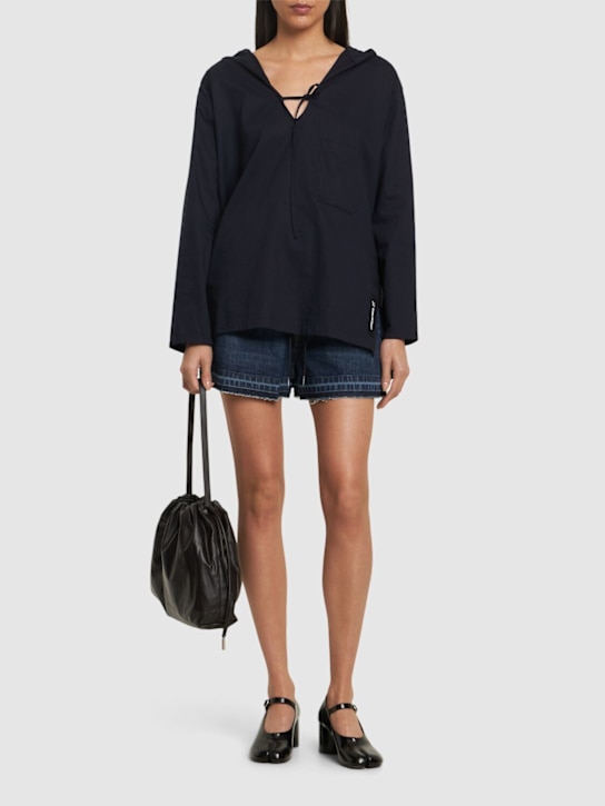 Hooded light cotton twill l/s top - Thumbnail 2