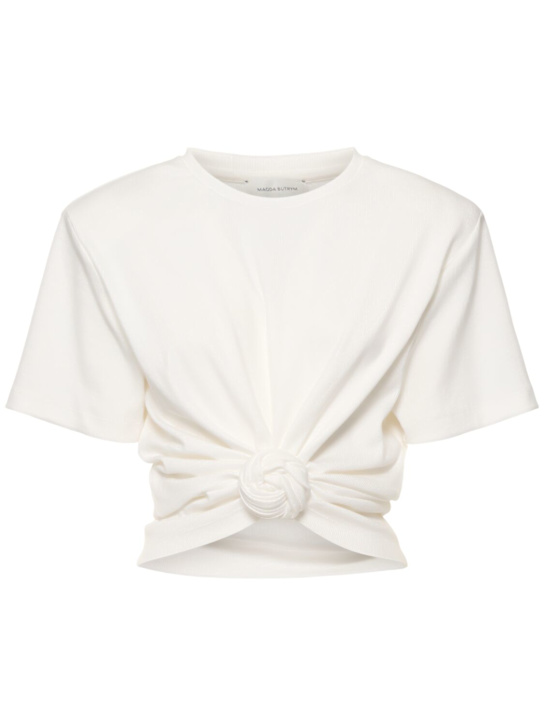 Magda Butrym: Jersey draped  top w/ rose detail - women_0 | Luisa Via Roma