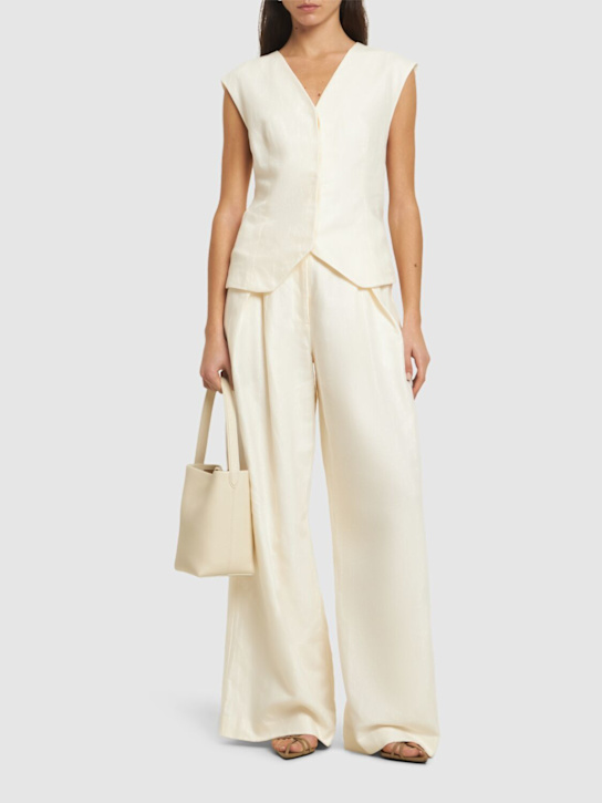 St. Agni: Minimal tailored cotton & linen vest - women_1 | Luisa Via Roma