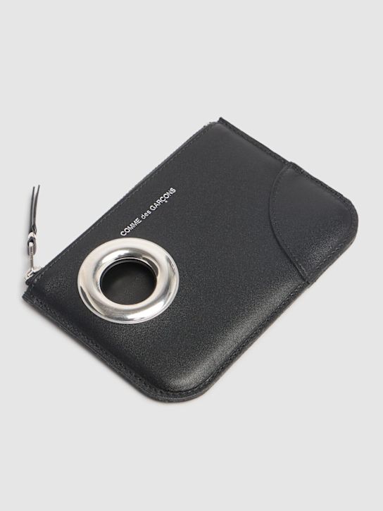 Comme des Garçons Wallet: Silver eyelet mini pouch - men_1 | Luisa Via Roma