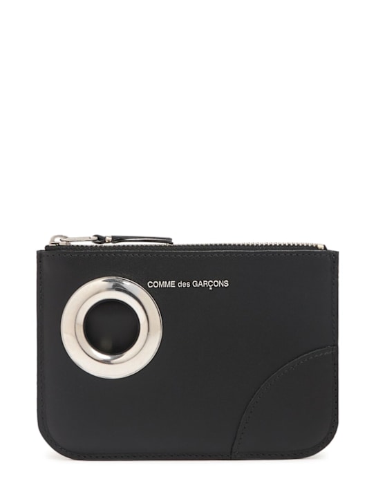 Comme des Garçons Wallet: Silver eyelet mini pouch - men_0 | Luisa Via Roma