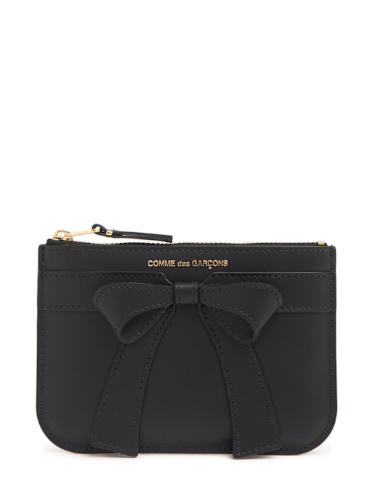 Comme des Garçons Wallet: Big Bow leather zip wallet - women_0 | Luisa Via Roma