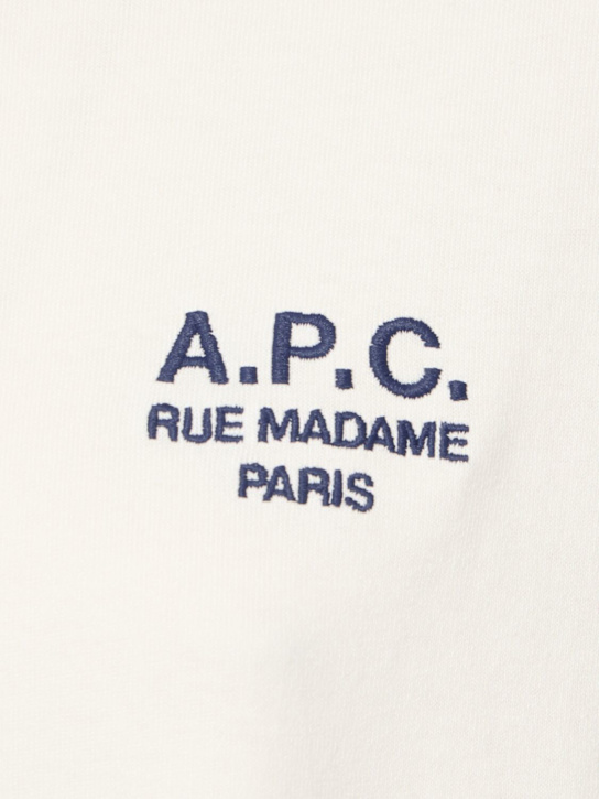 A.P.C.: Camiseta de algodón orgánico con logo - Blanco - women_4 | Luisa Via Roma