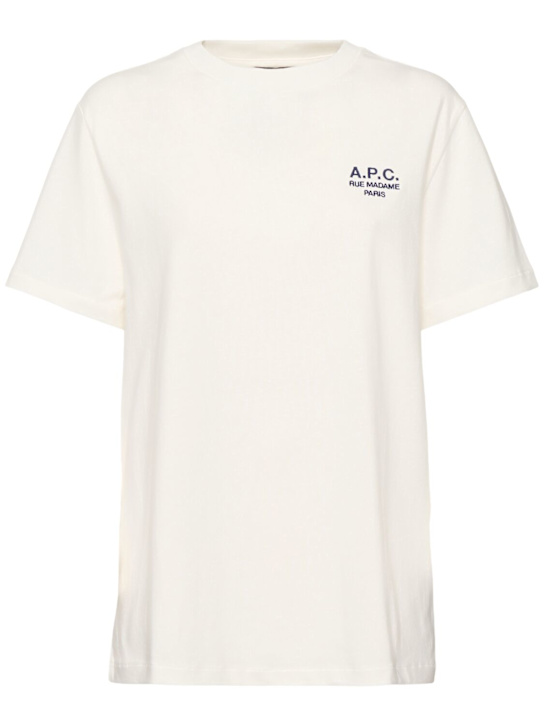 A.P.C.: Camiseta de algodón orgánico con logo - Blanco - women_0 | Luisa Via Roma