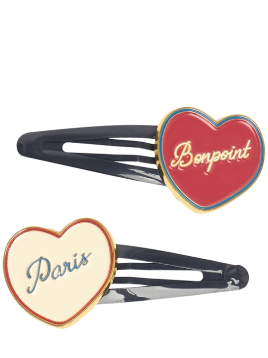 Bonpoint: Heart logo hairclips - kids-girls_0 | Luisa Via Roma