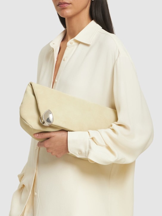 Jil Sander: Pochette Jewel in camoscio - Ecru - women_1 | Luisa Via Roma