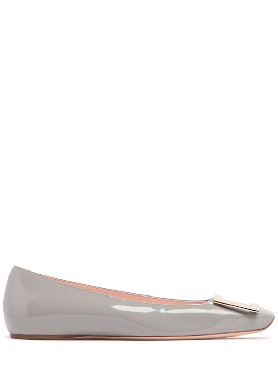 Roger Vivier: 10mm Trompette patent leather flats - Grey - women_0 | Luisa Via Roma