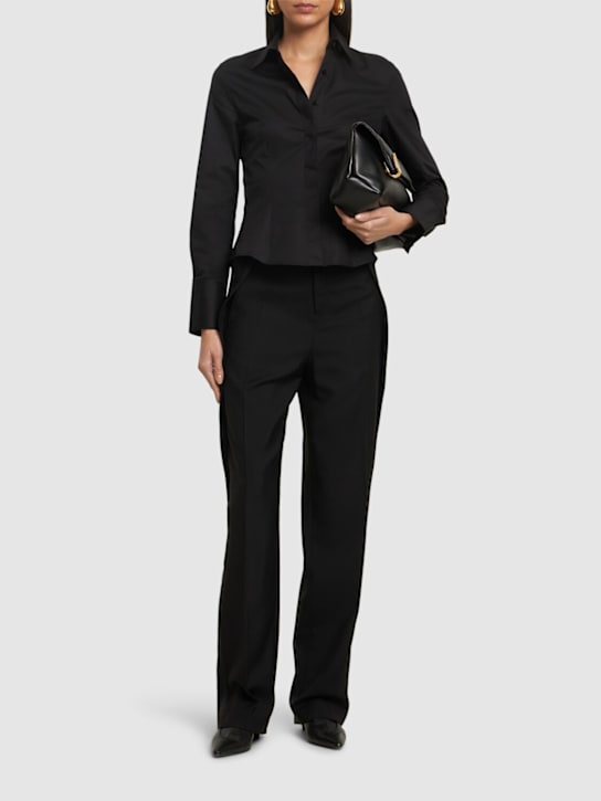 BETTTER: Cascade cotton blend poplin fitted shirt - Black - women_1 | Luisa Via Roma