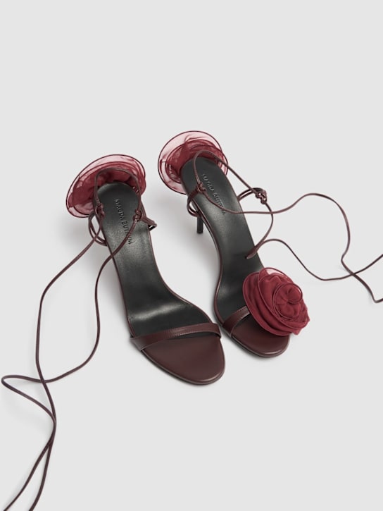 Magda Butrym: 90mm Flower leather sandals - Bordeaux - women_2 | Luisa Via Roma