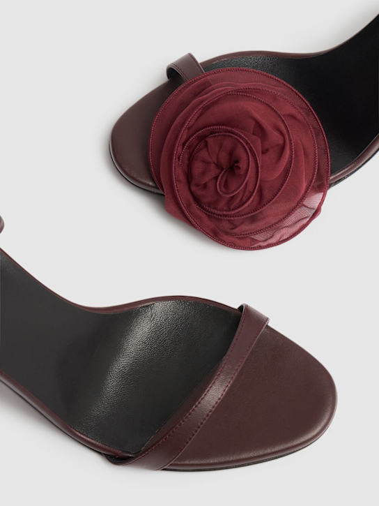 Magda Butrym: 90mm Flower leather sandals - Bordeaux - women_3 | Luisa Via Roma