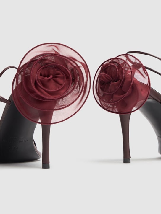 Magda Butrym: 90mm Flower leather sandals - Bordeaux - women_4 | Luisa Via Roma