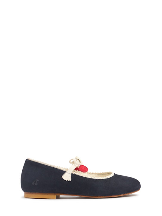 Bonpoint: Ballerine in camoscio - Blu Scuro - kids-girls_0 | Luisa Via Roma