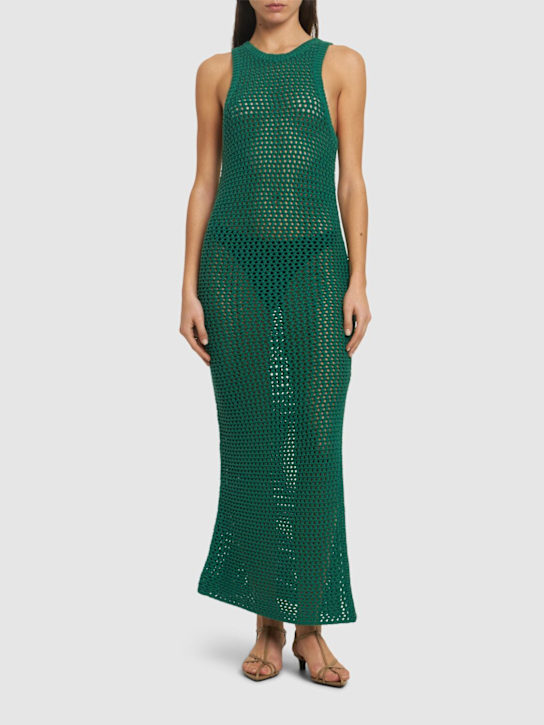 St. Agni: Cotton crochet long dress - Green - women_1 | Luisa Via Roma