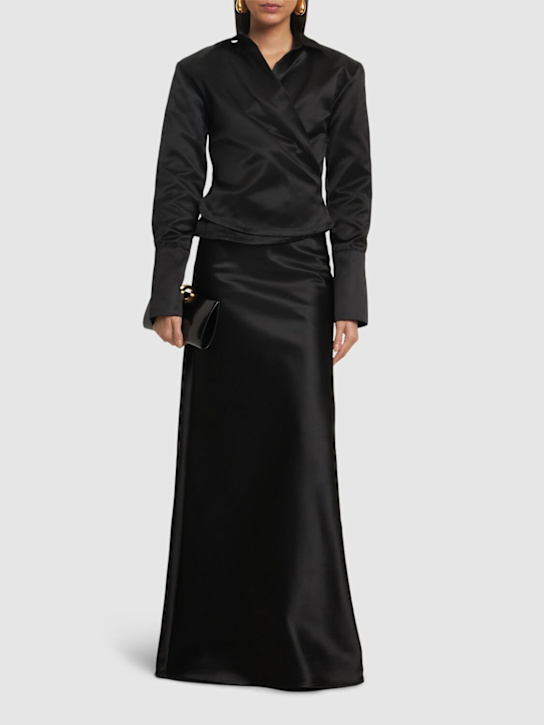 BETTTER: Belmont satin maxi skirt - Black - women_1 | Luisa Via Roma
