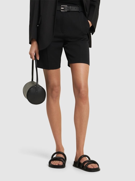 St. Agni: 20mm Soft Cross leather slide sandals - Black - women_1 | Luisa Via Roma